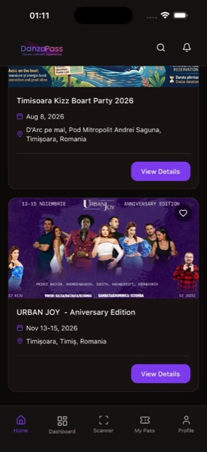 Browse upcoming dance events in the Danza Pass app