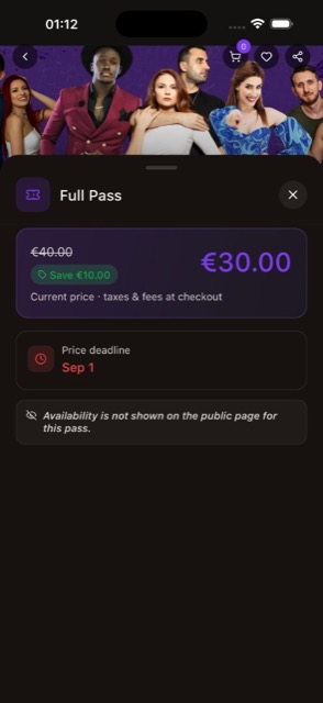 Pass pricing and ticket details in the app