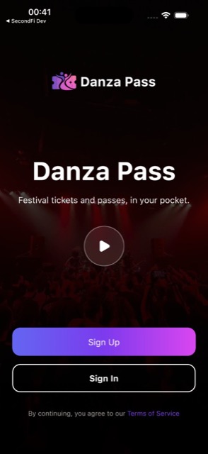 Danza Pass app welcome screen